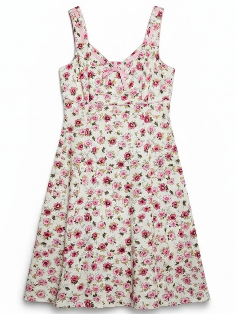 Sag Harbor Pink Rose Print Sundress on Cream